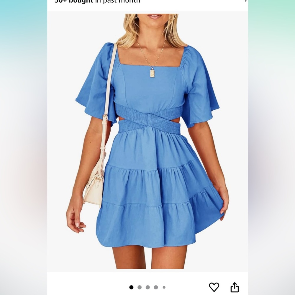 Velvet Blue Mini Dress with Puff Sleeves